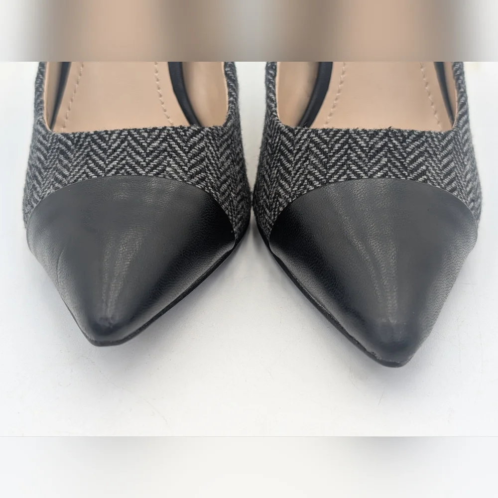 NWT BCBGeneration Duboise Sz 6.5 Stilleto Pointed Toe Fabric With Leather Accent - Picture 11 of 17